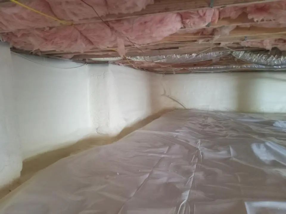 Crawl space encapsulation with closed-cell spray foam for Attic Insulation in Somerville